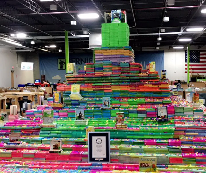 a pyramid of Bernie's books