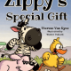 book cover of Zippy's Special Gift featuring a zebra, a poodle, and a duck in a foot race