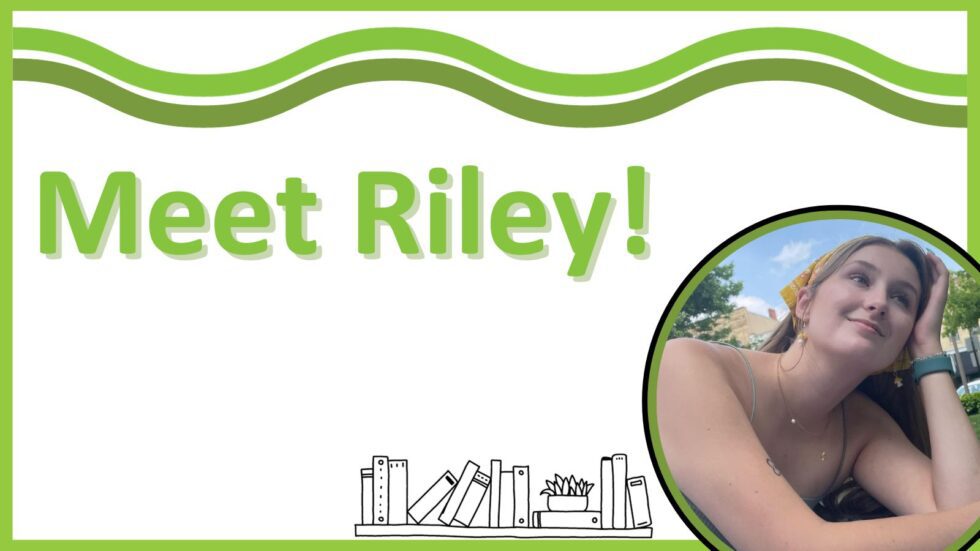 text: Meet Riley! pictured: Riley smiles and looks off into a blue sky