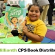 pictured: a kid smiles and holds the book The Littlest Grito - text: 10 millionth CPS book distributed